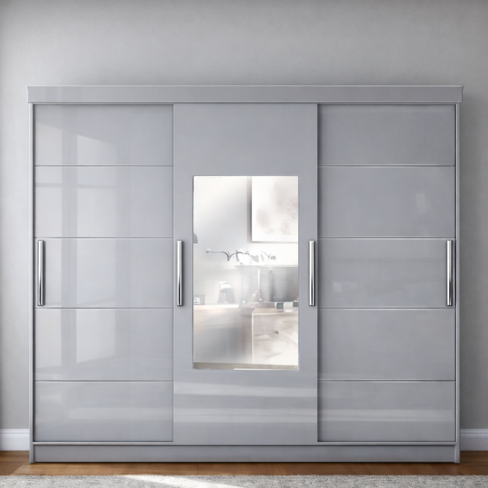Sürgülü Gardırop Üç Kapaklı aynalı (275/210) glossmax - Lak Panel