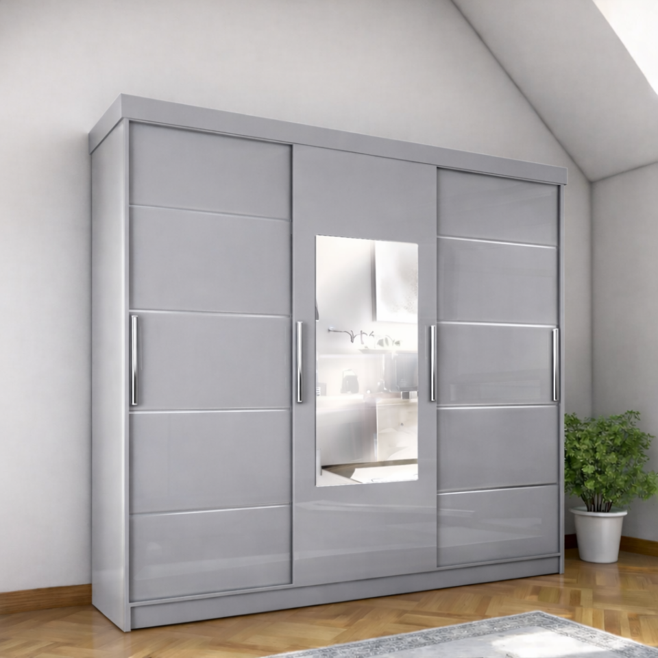 Sürgülü Gardırop Üç Kapaklı aynalı (275/210) glossmax - Lak Panel