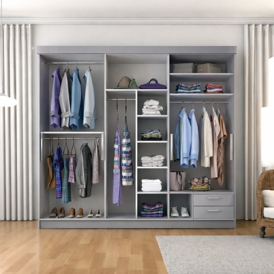 Sürgülü Gardırop Üç Kapaklı aynalı (275/210) glossmax - Lak Panel